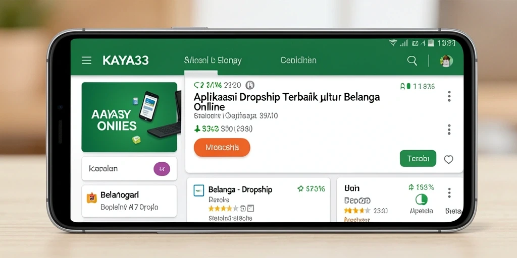Antarmuka aplikasi KAYA33 yang memudahkan pengguna untuk dropshipping.