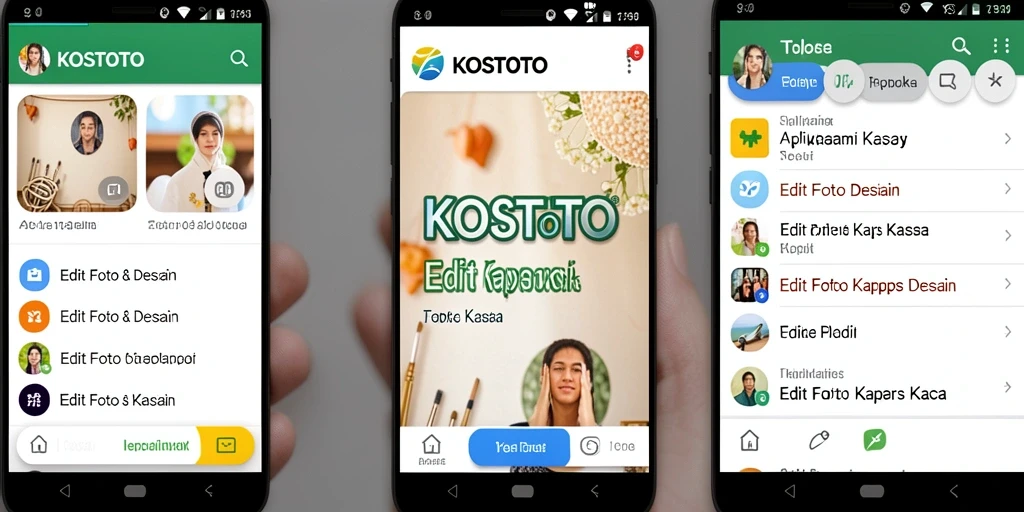 Antarmuka KOSTOTO dengan fitur Edit Foto Kertas Kaca yang menawan.