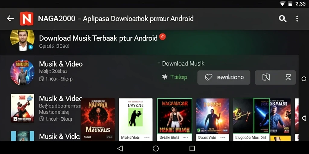 Antarmuka utama NAGA2000 menampilkan pilihan musik pengguna dengan mudah.