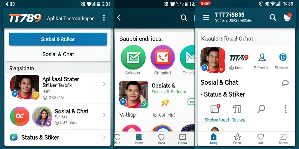 Tampilan antarmuka utama aplikasi TT789 dengan berbagai pilihan stiker.