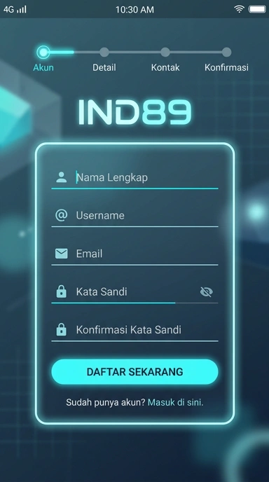 Tampilan halaman daftar ind89