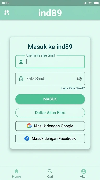 Tampilan halaman login ind89